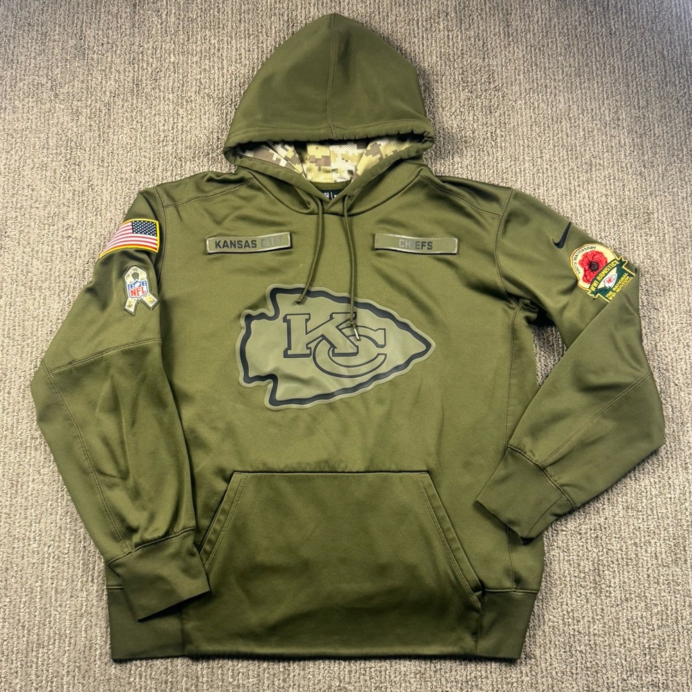 Nike Kansas City Chiefs Salute to Service Hoodie Olive Green Mens Large L